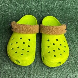 DreamWorks x Crocs Shrek Fleece Sherpa Strap Classic Clog Lime Punch Womens 10